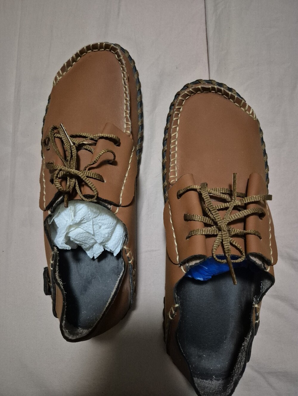 Brown Moccasin-Style Lace-Up Shoes